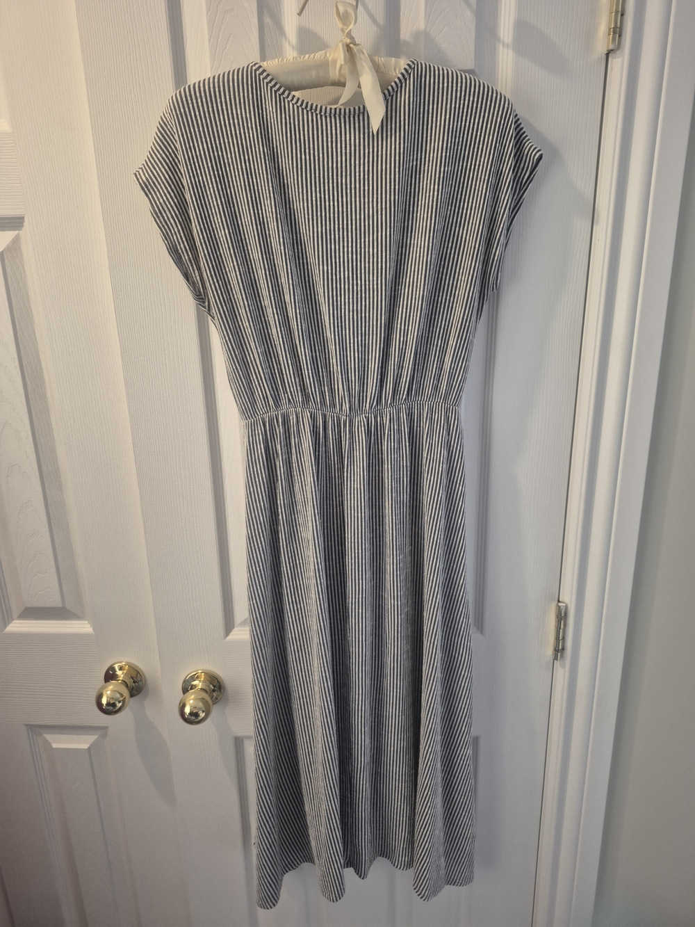 Caution To The Wind Striped Wrap Dress S Blue White Tie Waist - Picture 5 of 7